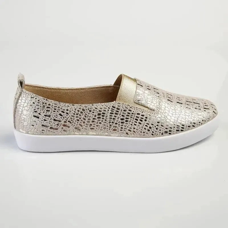 Julz Fran Leather Metallic Slip On- Gold