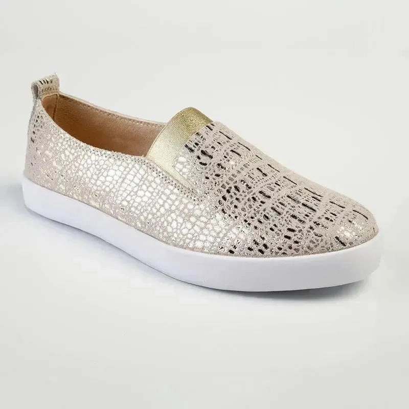 Julz Fran Leather Metallic Slip On- Gold Slip-on Slip On