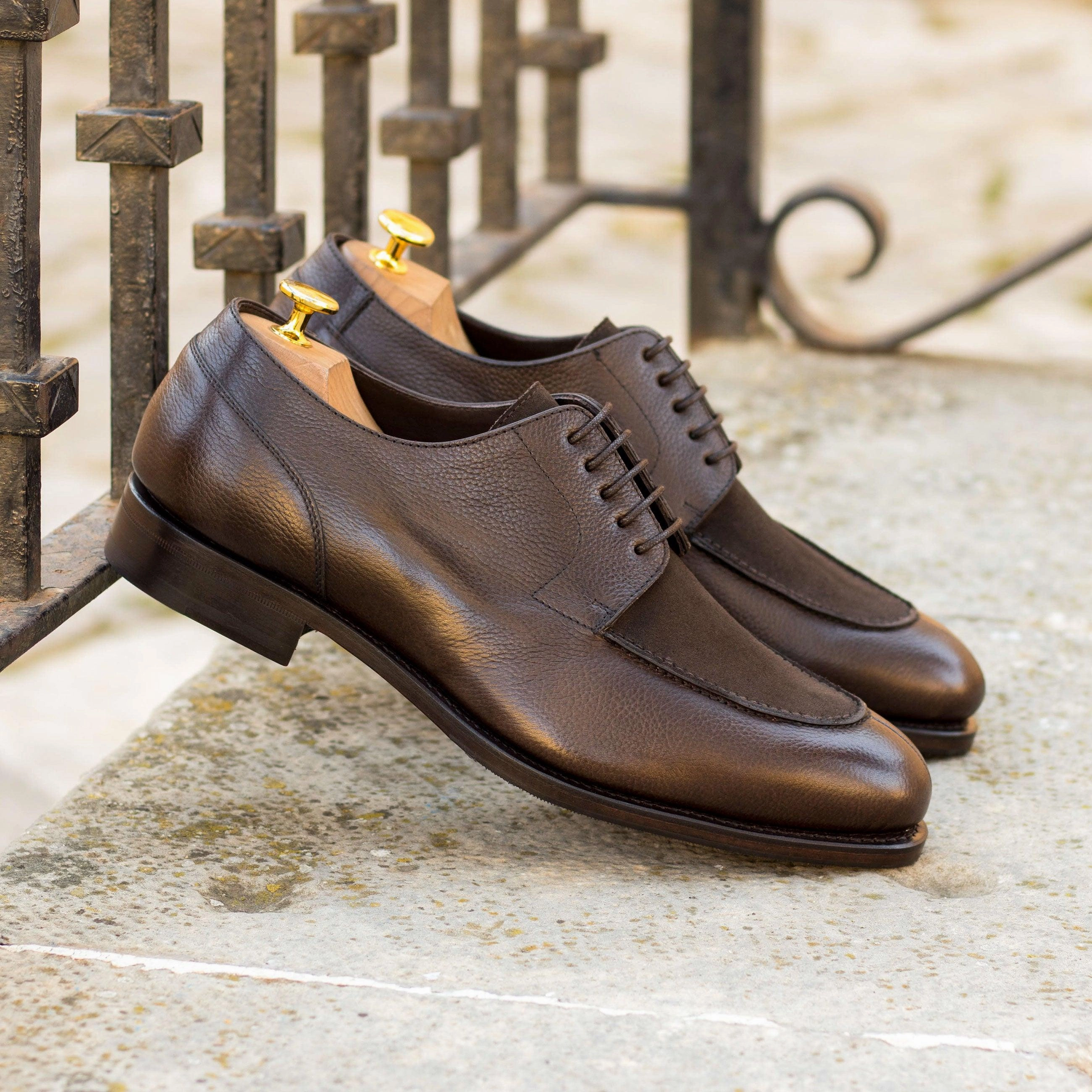 Lace Up Vintage Shoes Brown Leather & Suede Split-Toe Derby Shoes