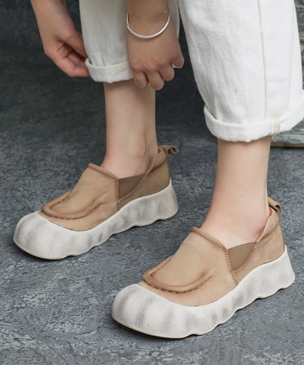 Platform Shoes Handmade Flat Feet Cowhide Splicing Leather Green Sparkly Mary Jane Shoes Heels