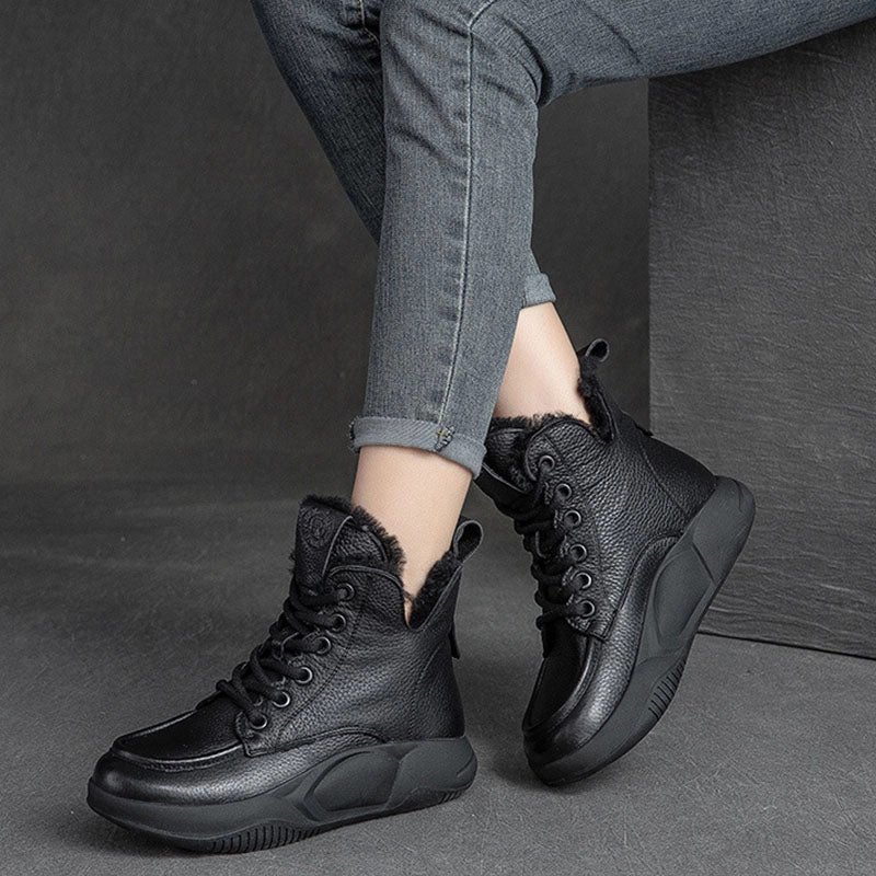 Waterproof Snow Boots North Face Women Casual Leather Woolen Snow Boots