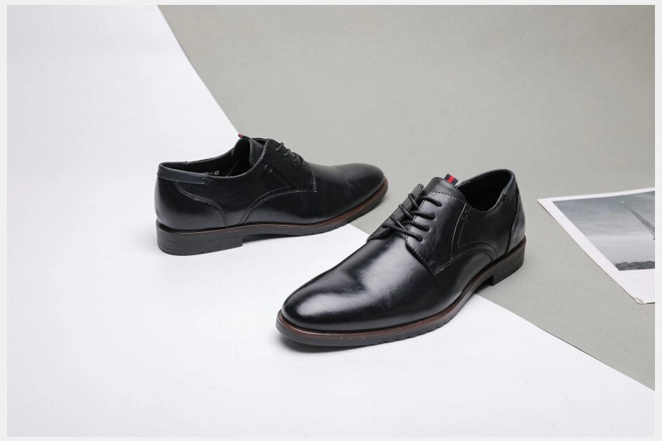 West Louis Classic Leather Elegant Oxford Shoes Straight Hem Oxford Shirt