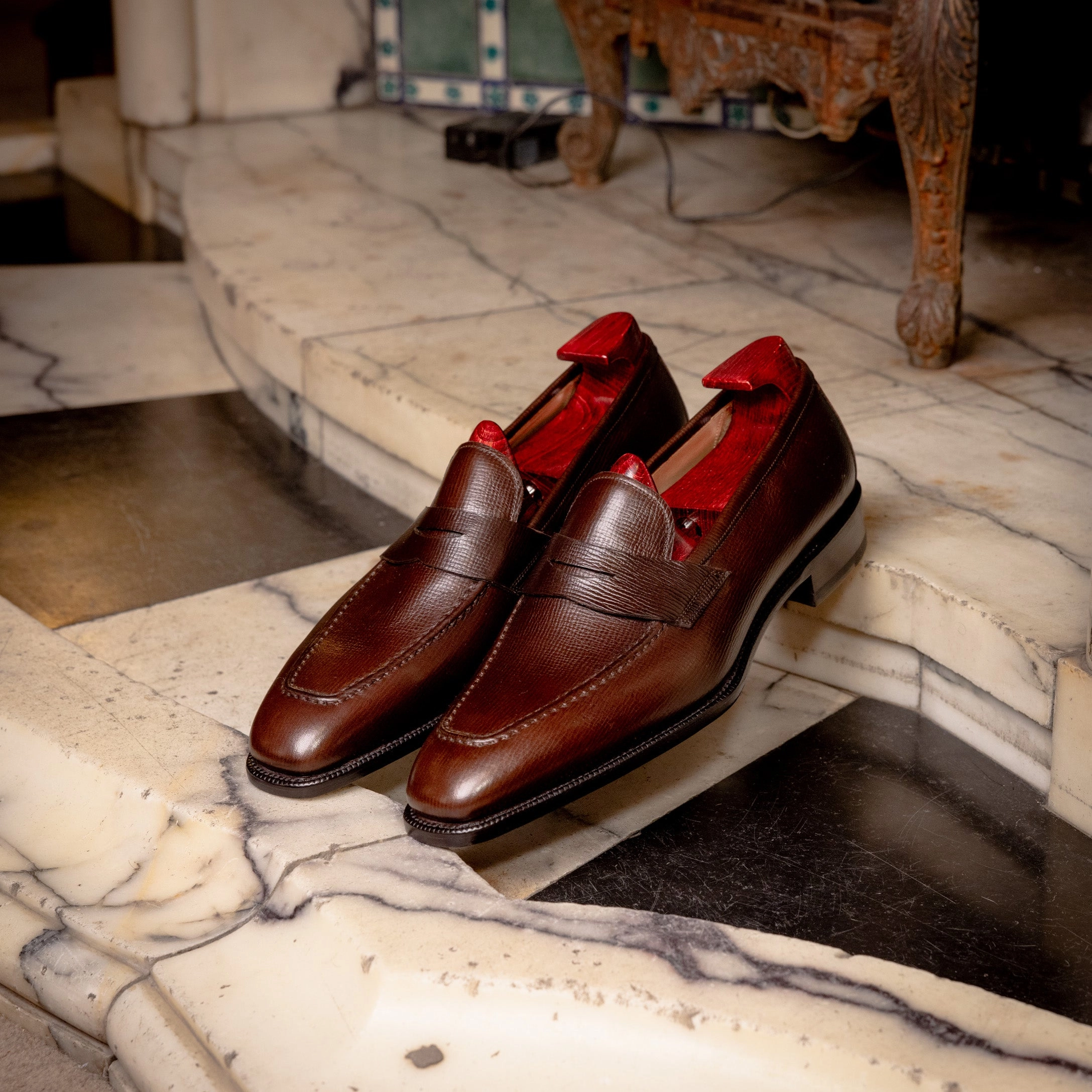 LOF51D1 Calf Grain Loafers Dress Loafers Slip On Casual Driving Loafer