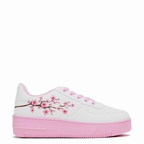 Montana Mary Jane Shoes Morning Sakura Platform Trainers - White