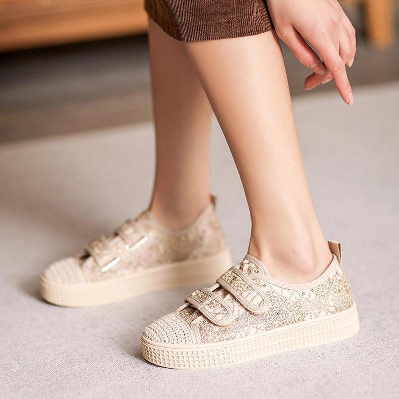 Casual Shoes Online Women Fashion Breathable Velcro Flat Casual Shoes