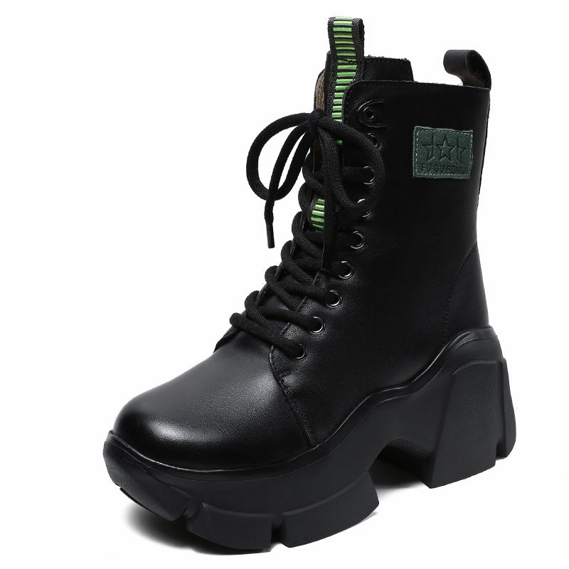 Women Fashion Leather Chunky Platform Snow Boots Snow Boots Zelda
