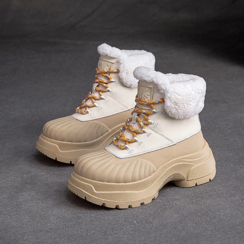 Ugg Australia City Butte Snow Boots Women Fashion Leather Chunky Platform Snow Boots