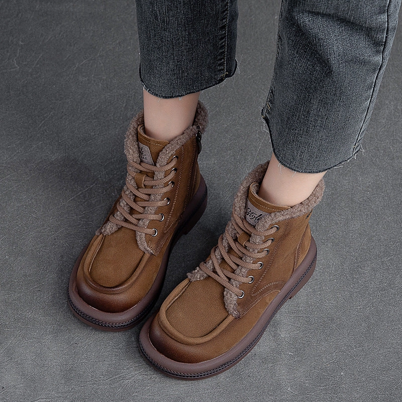 Reddit Snow Boots Women Leather Soft Furred Flat Snow Boots