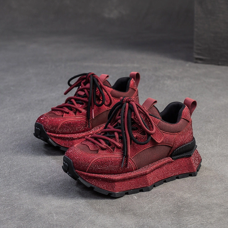 In Style Casual Shoes Women Minimalism Plain Crystal Casual Platform Sneakers