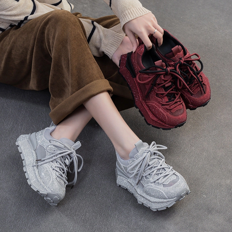 Air Max 95 Essential Casual Shoes Women Minimalism Plain Crystal Casual Platform Sneakers