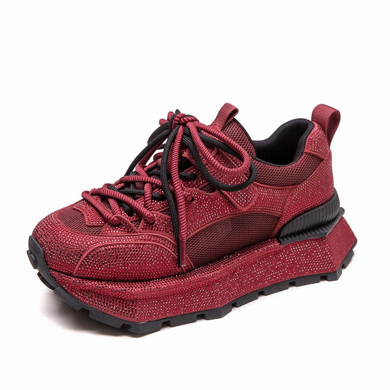Women Minimalism Plain Crystal Casual Platform Sneakers Best Casual Basketball Shoes