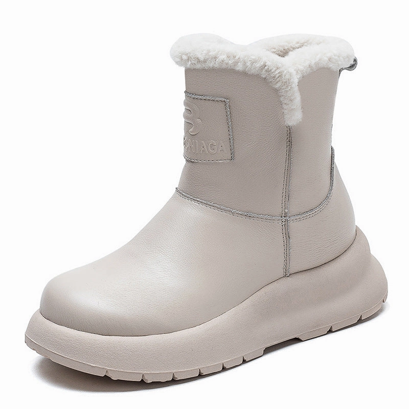 Extra Wide Snow Boots Women Retro Furred Winter Snow Boots