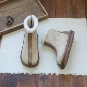 Snow Boots Fashion Style Women Retro Patchwork Winter Fleece Snow Boots