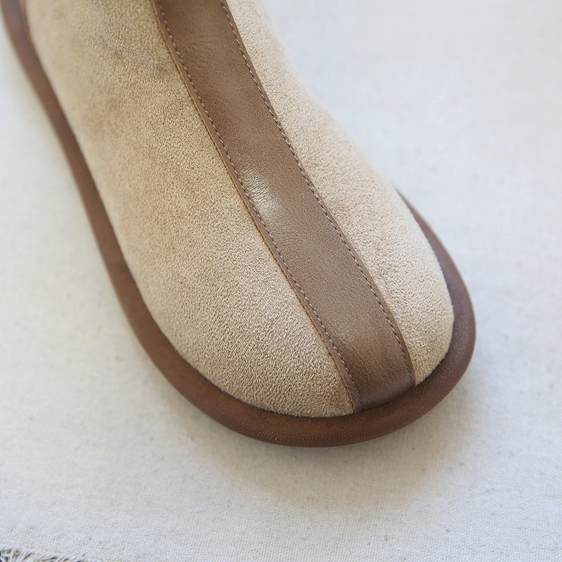 Women Retro Patchwork Winter Fleece Snow Boots Sherpa Snow Boot