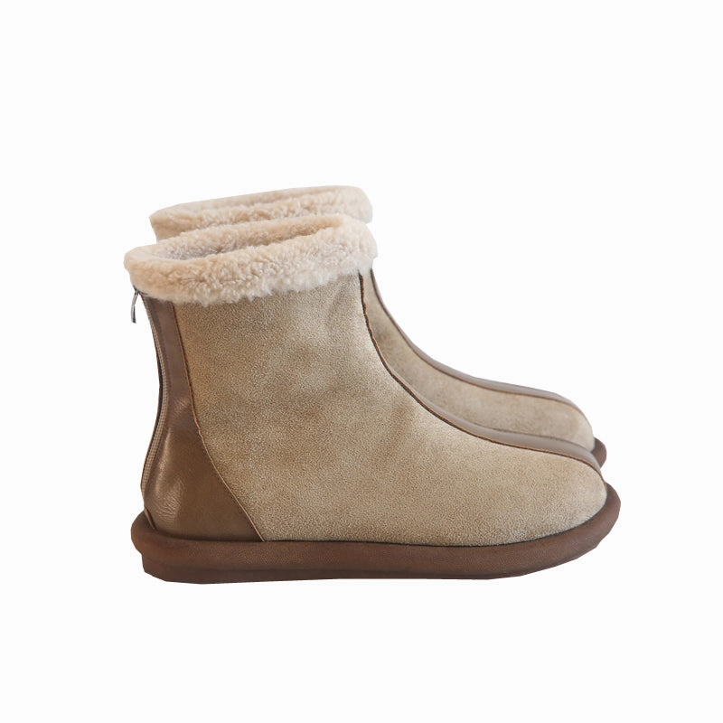 Best Dressy Snow Boots Women Retro Patchwork Winter Fleece Snow Boots