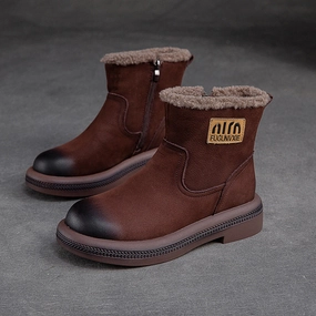 Women Retro Quilted Leather Furred Ankle Snow Boots Good Snow Boots Reddit