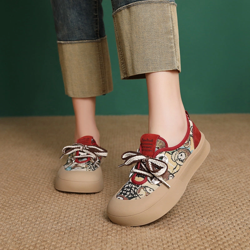 Pants Shoes Casual Women's Fashion Pattern Canvas Flat Casual Shoes