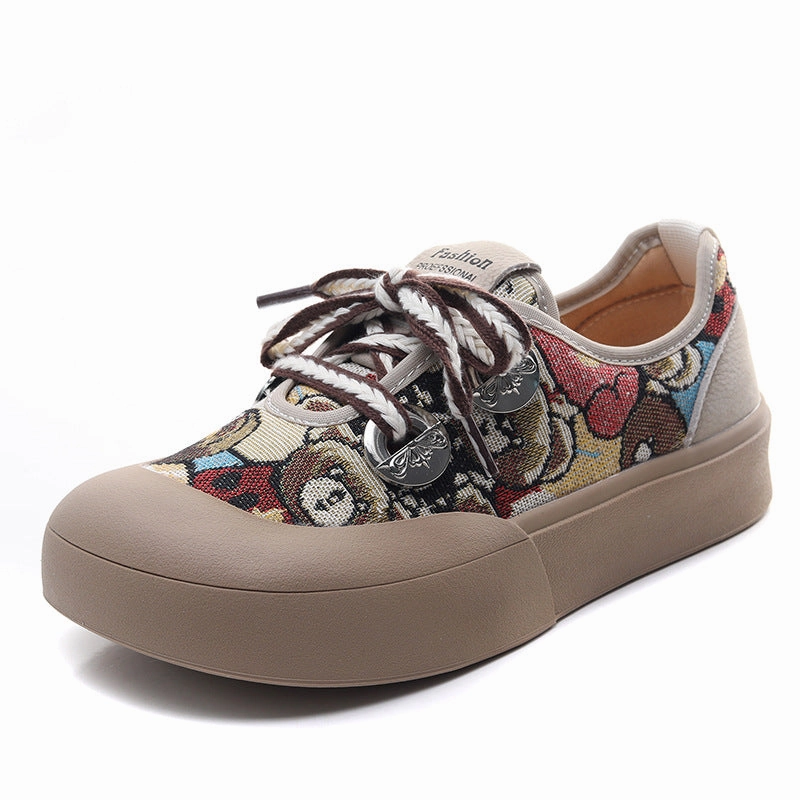 Women's Fashion Pattern Canvas Flat Casual Shoes Best Breathable Casual Shoes