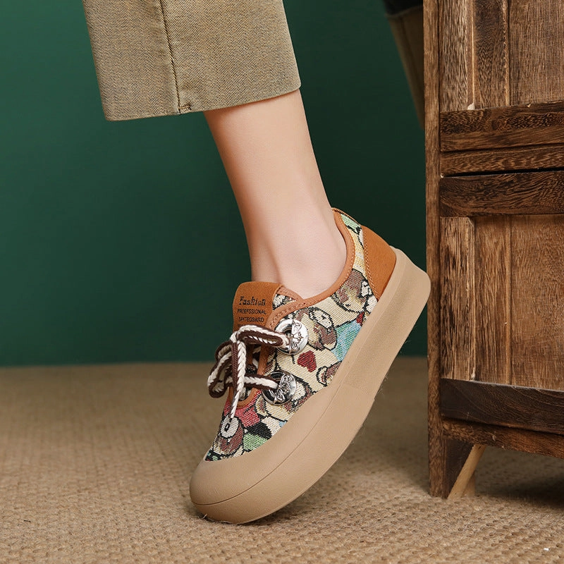 Casual Shoes Size 14 Wide Women's Fashion Pattern Canvas Flat Casual Shoes