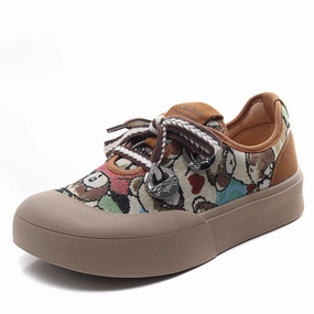 Women's Fashion Pattern Canvas Flat Casual Shoes Zero Drop Shoes Casual