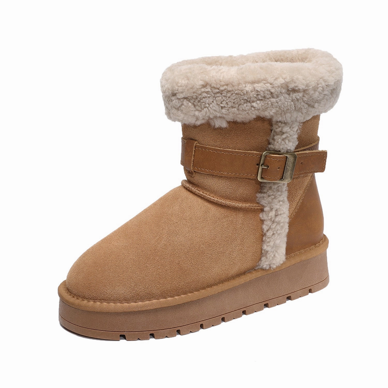 Women's Lambskin Fur Trimmed Snow Boots Wolverine Snow Boots