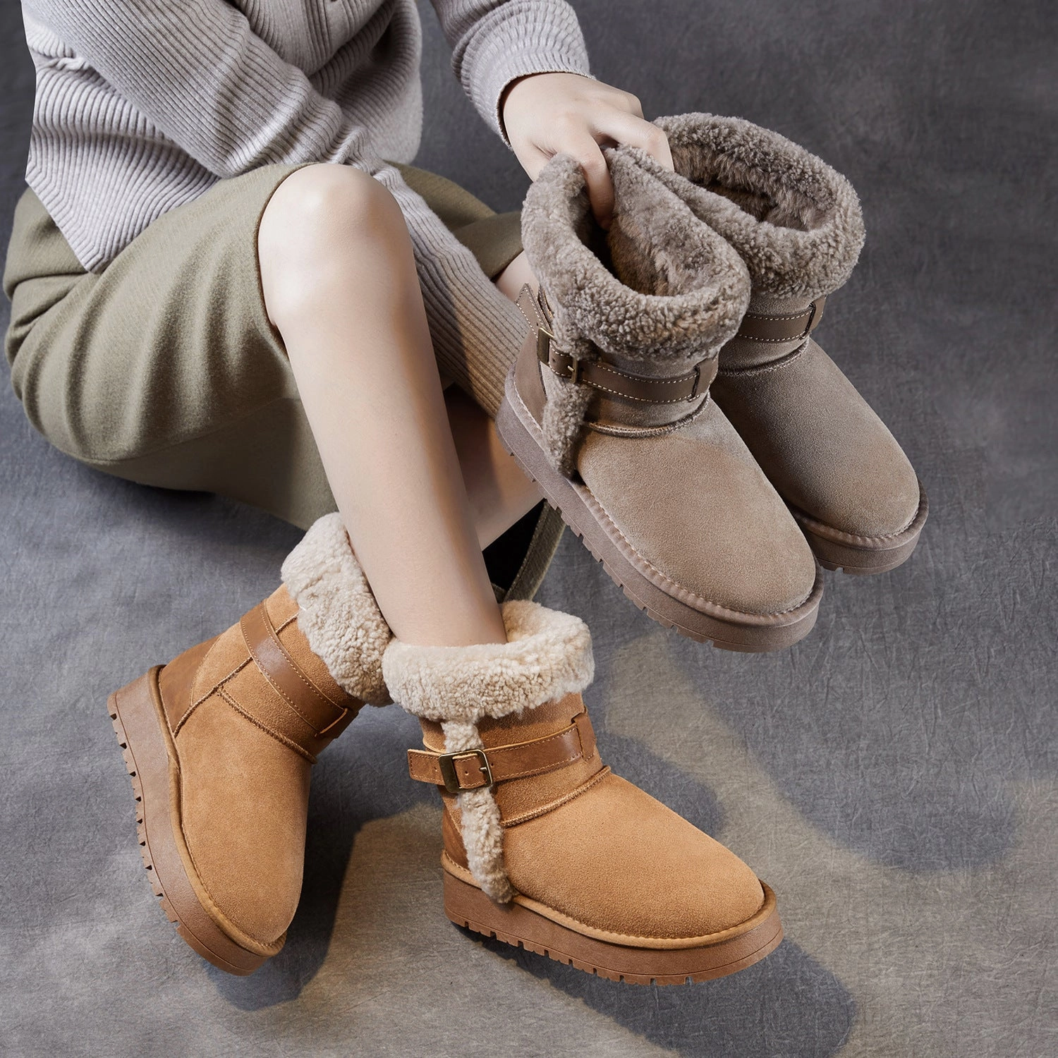 Women's Lambskin Fur Trimmed Snow Boots Keen Greta Tall Snow Boots