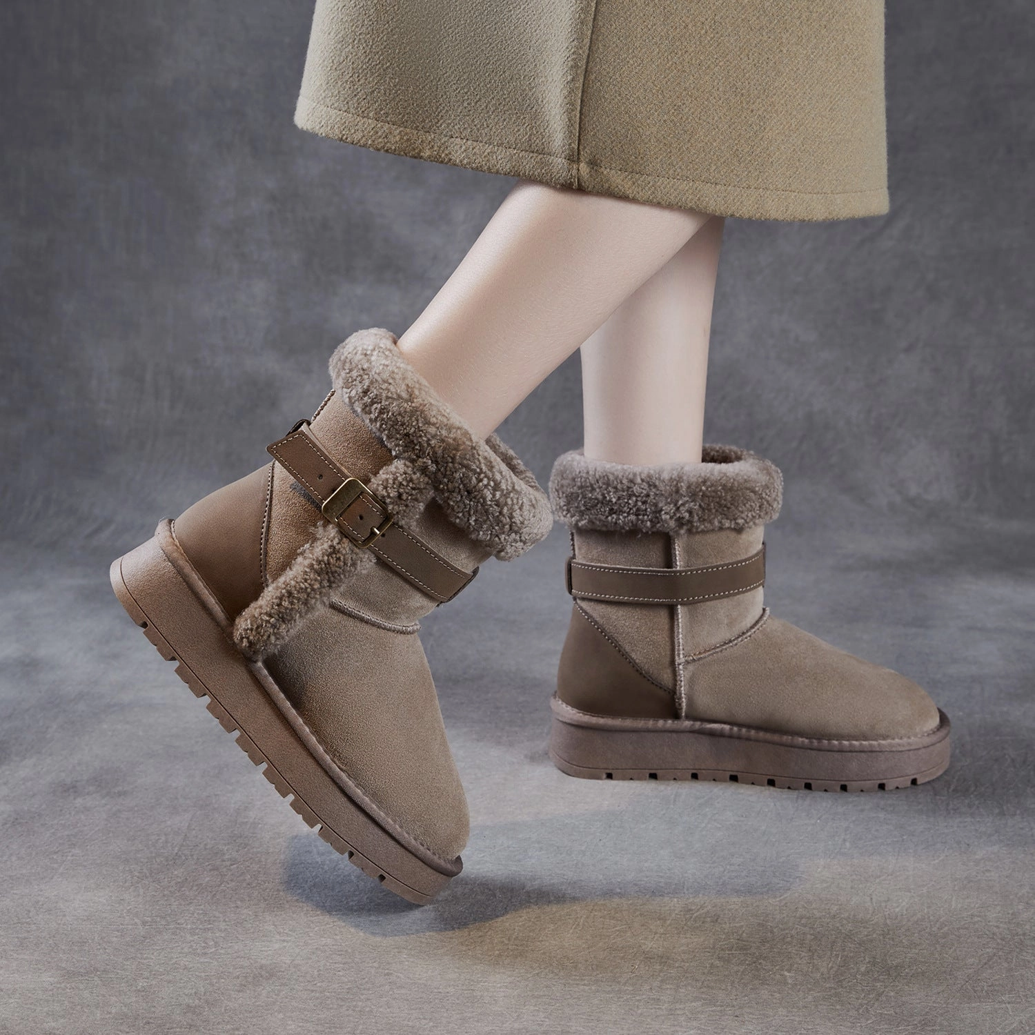 Spidey Snow Boots Women's Lambskin Fur Trimmed Snow Boots