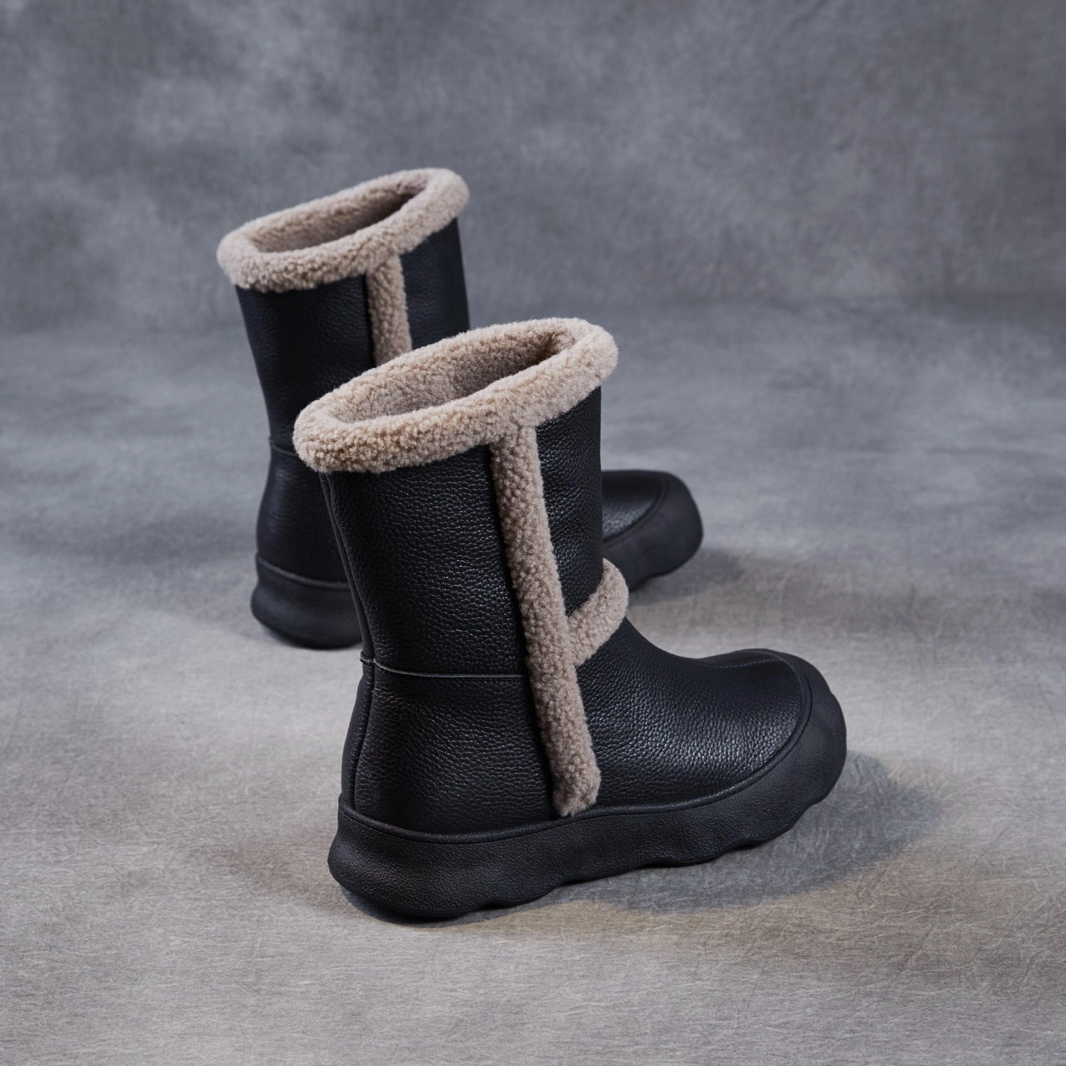 Women's Leather Comfort Slip-on Mid-Calf Snow Boots Snow Boot Styles