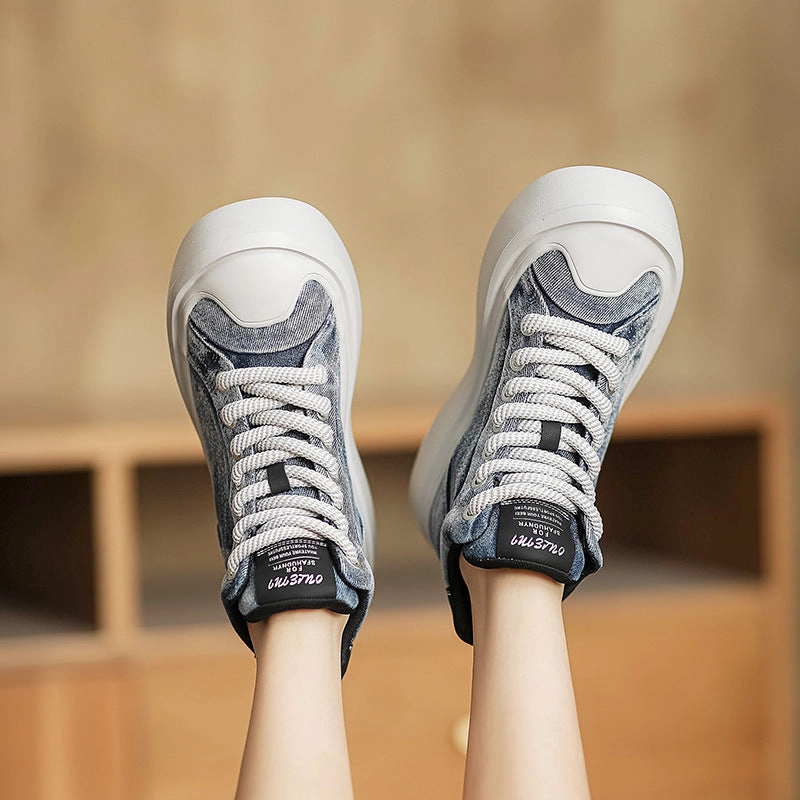 Women Stylish Denim Casual Ankle Boots Casual Oxford Shoes With Jeans