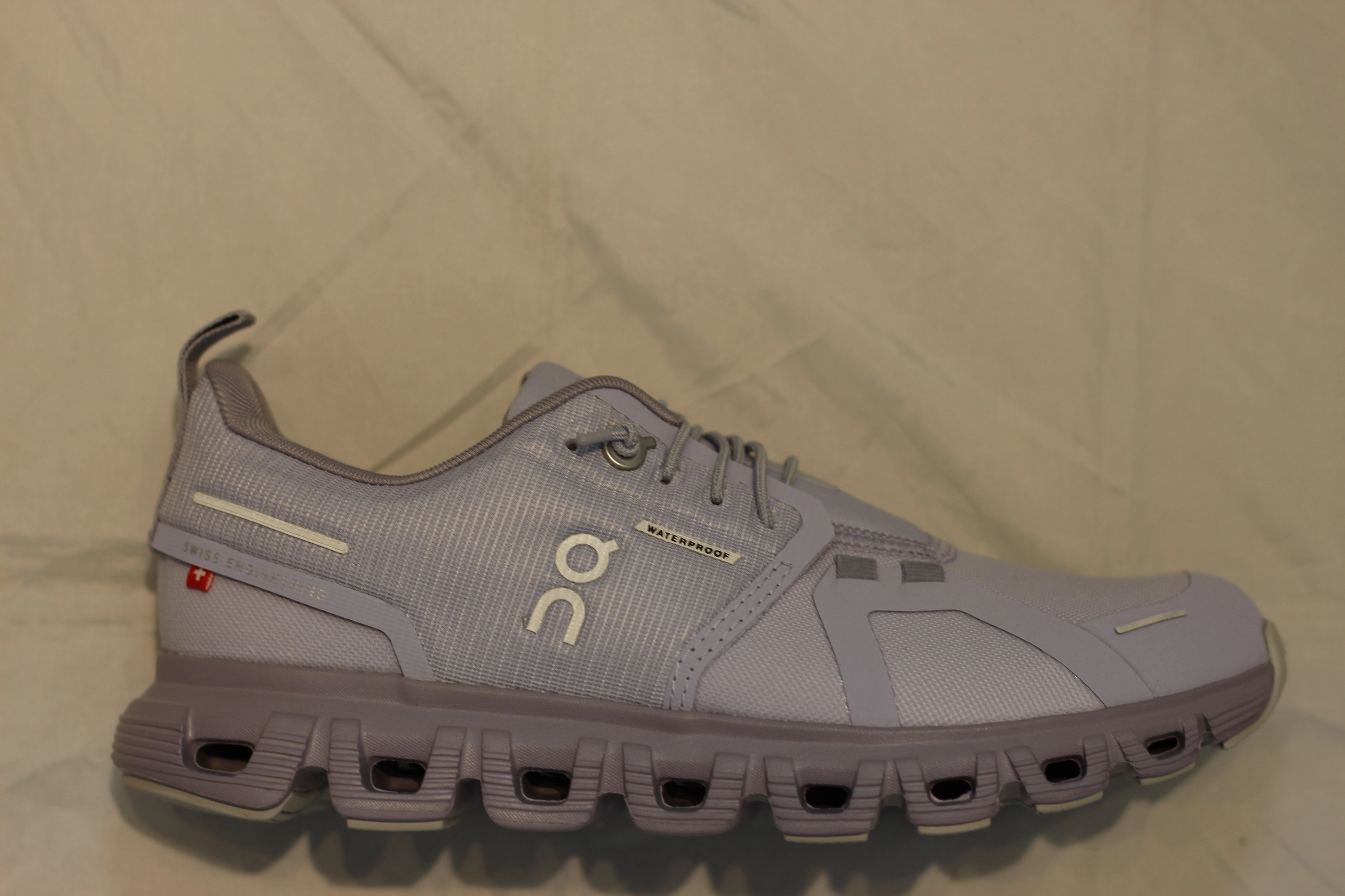 Womens Cloud6 Waterproof Sneaker - Nimbus/Lilac Recycled Polyester Running Shoe For Pronation