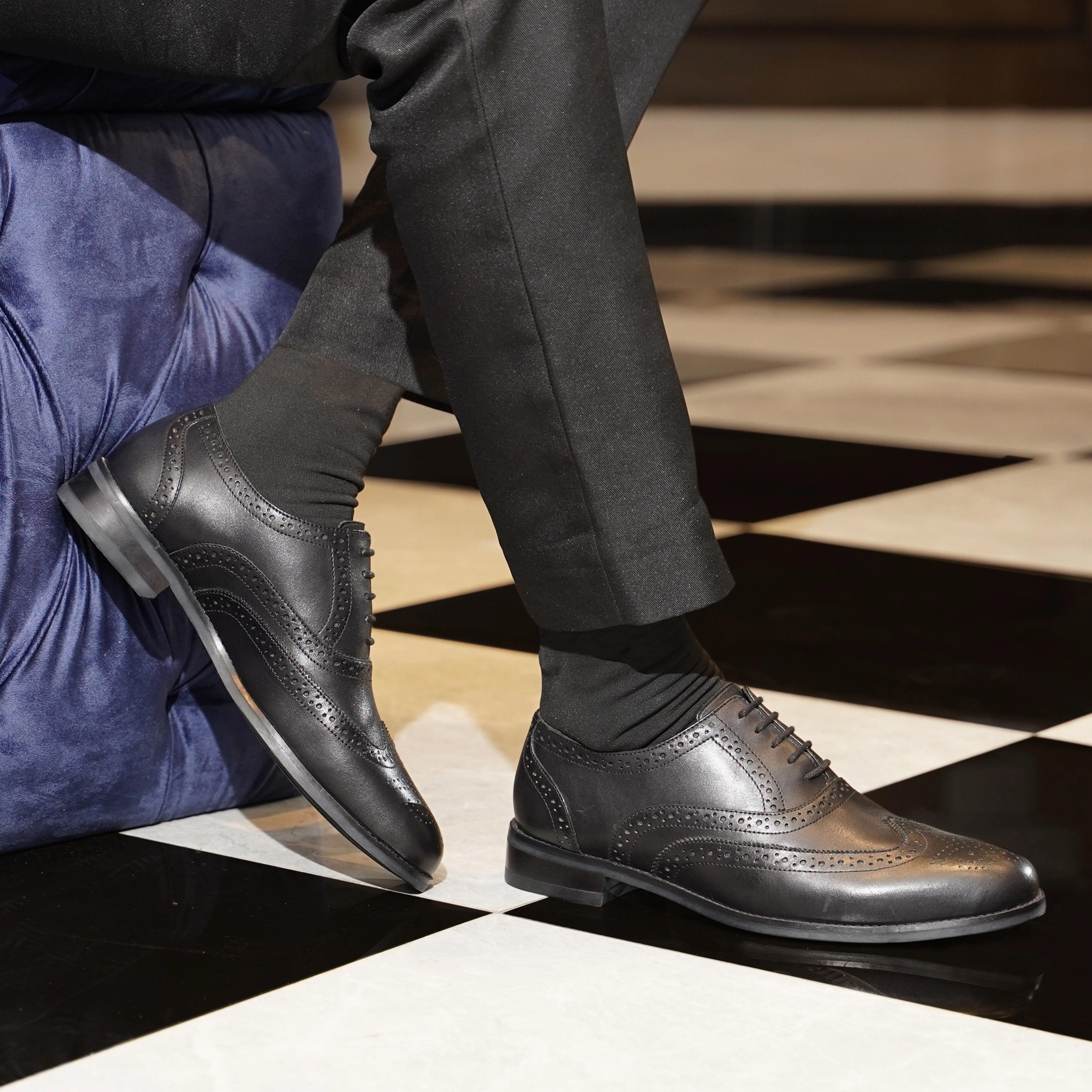 Worchester - Men's Black Calf Leather Oxford Shoe American Classics Montrose Wingtip Oxfords