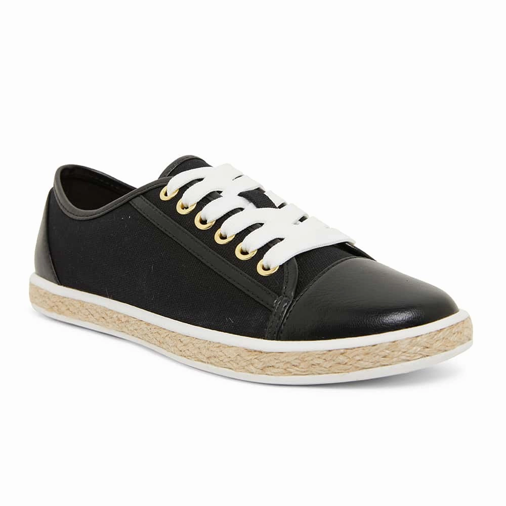 Shoe Basic Casual Yale Sneaker in Black Canvas And Smooth
