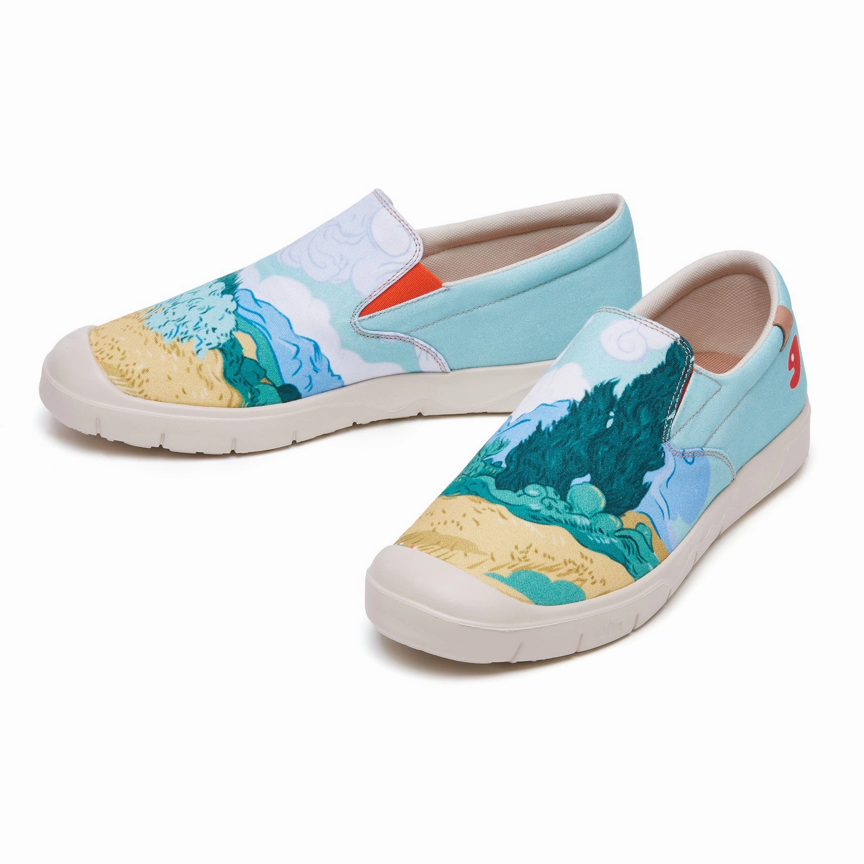 Van Gogh Wheatfield with Cypresses Cadiz Men Casual Bike Clip Shoes