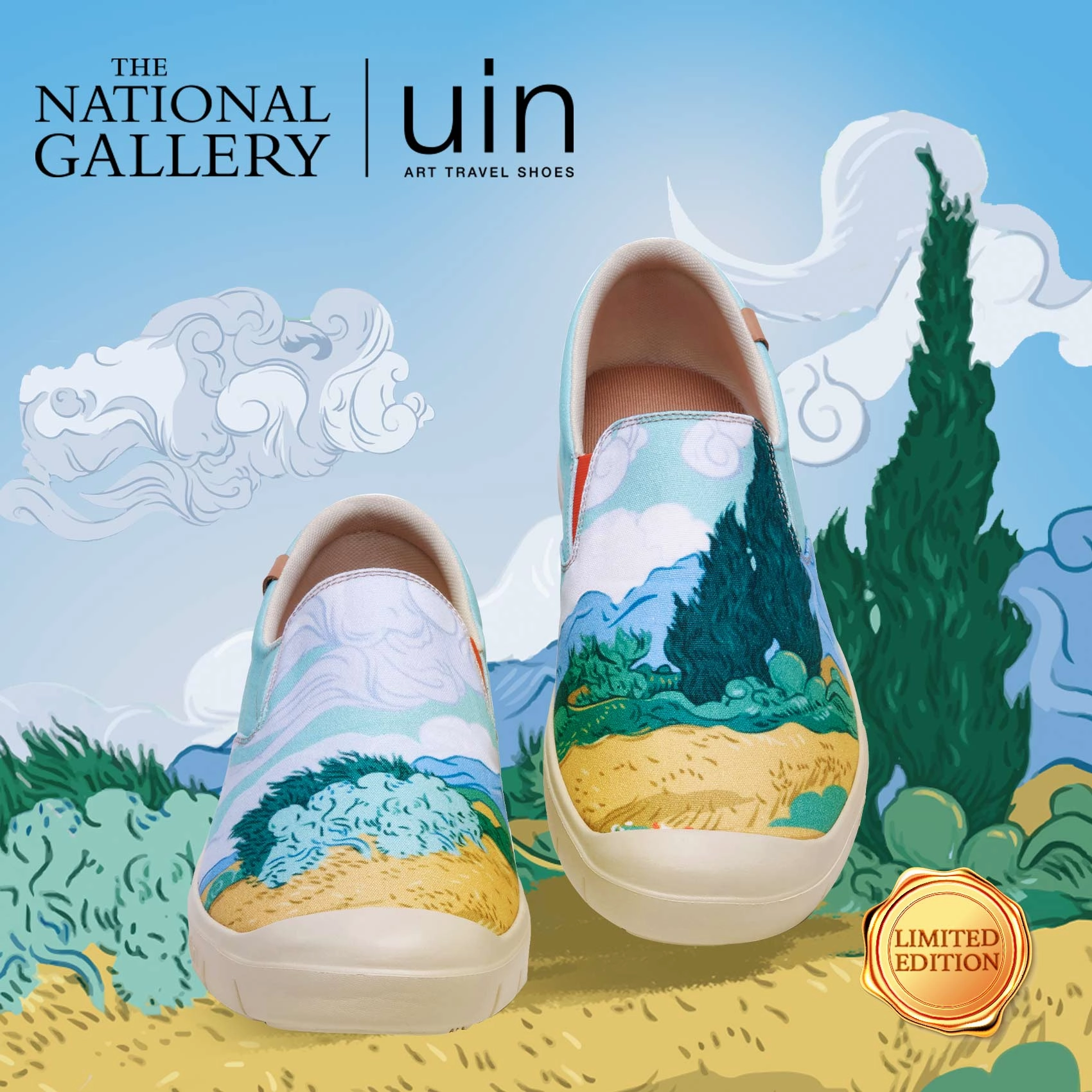 Van Gogh Wheatfield with Cypresses Cadiz Men Casual Diesel Shoes