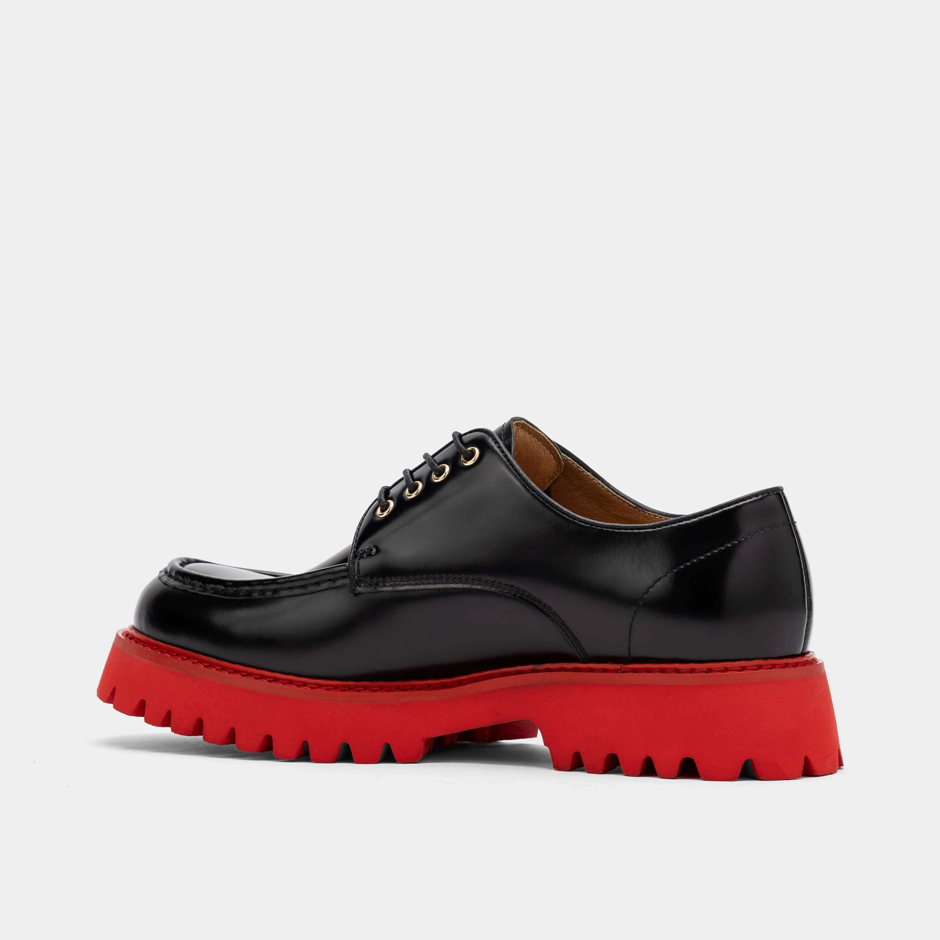 Top Lace Up Shoes Luca Black/Red Lug Derbys