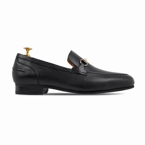 Loafers Street Style Zenda - Men's Black Pebble Grain Leather Loafer