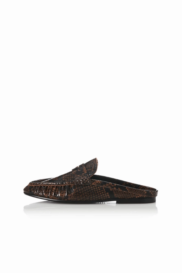 Ivy Choc Snake Loafers With Leopard Print