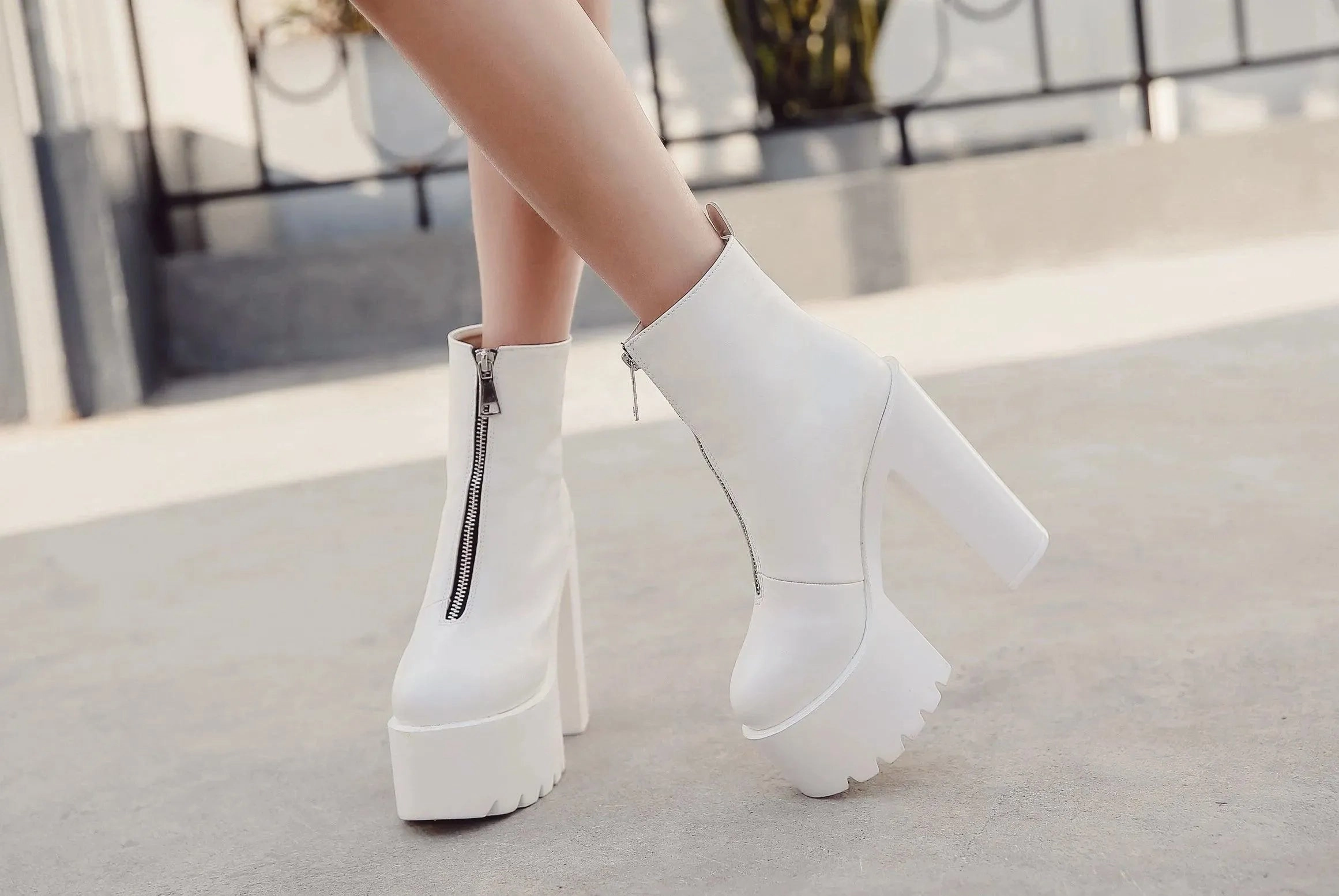 Zipper Platform Heel Boots Mary Jane Shoes Kids